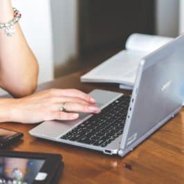 Woman working on laptop