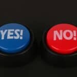 A blue "Yes" button and a red "No" button