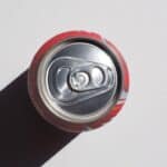 View of top of a red can of cola