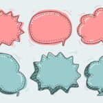 Pink and blue empty cartoon speech bubbles