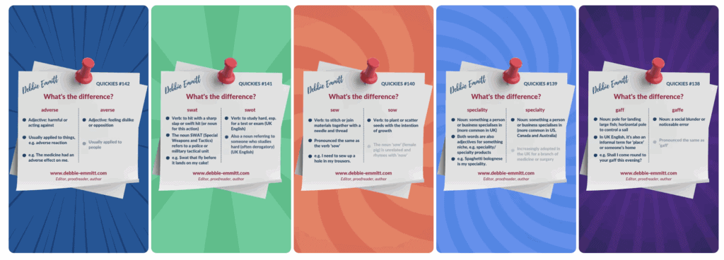 Screenshot of five Tricky Quickies animations on Debbie Emmitt's YouTube channel