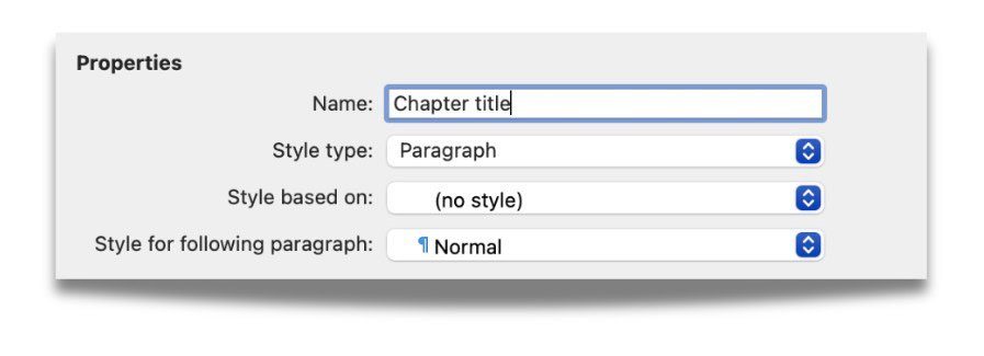 Screenshot of Word on a Mac, showing New Style window